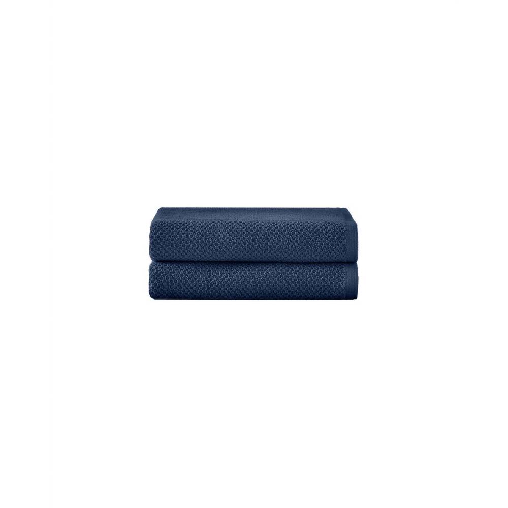 NEW UNDER THE CANOPY textured organic 2 piece hand towel set in navy